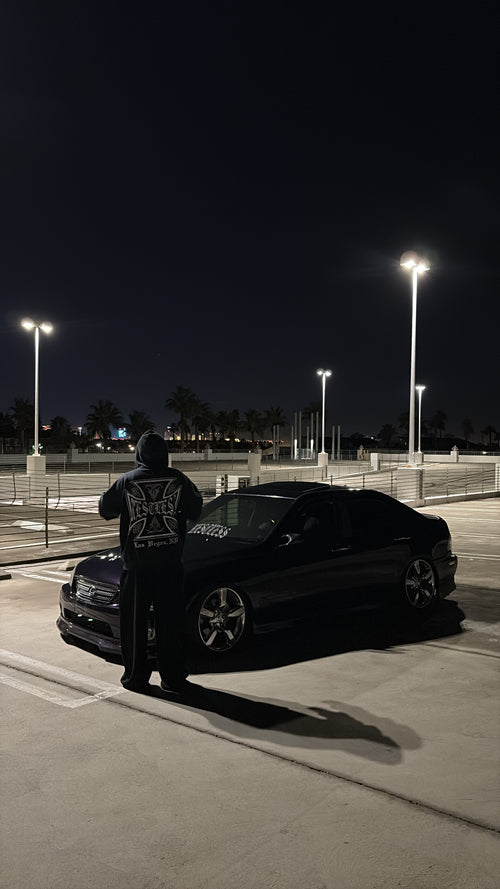 PINSTRIPE DISTRESS HOODIE