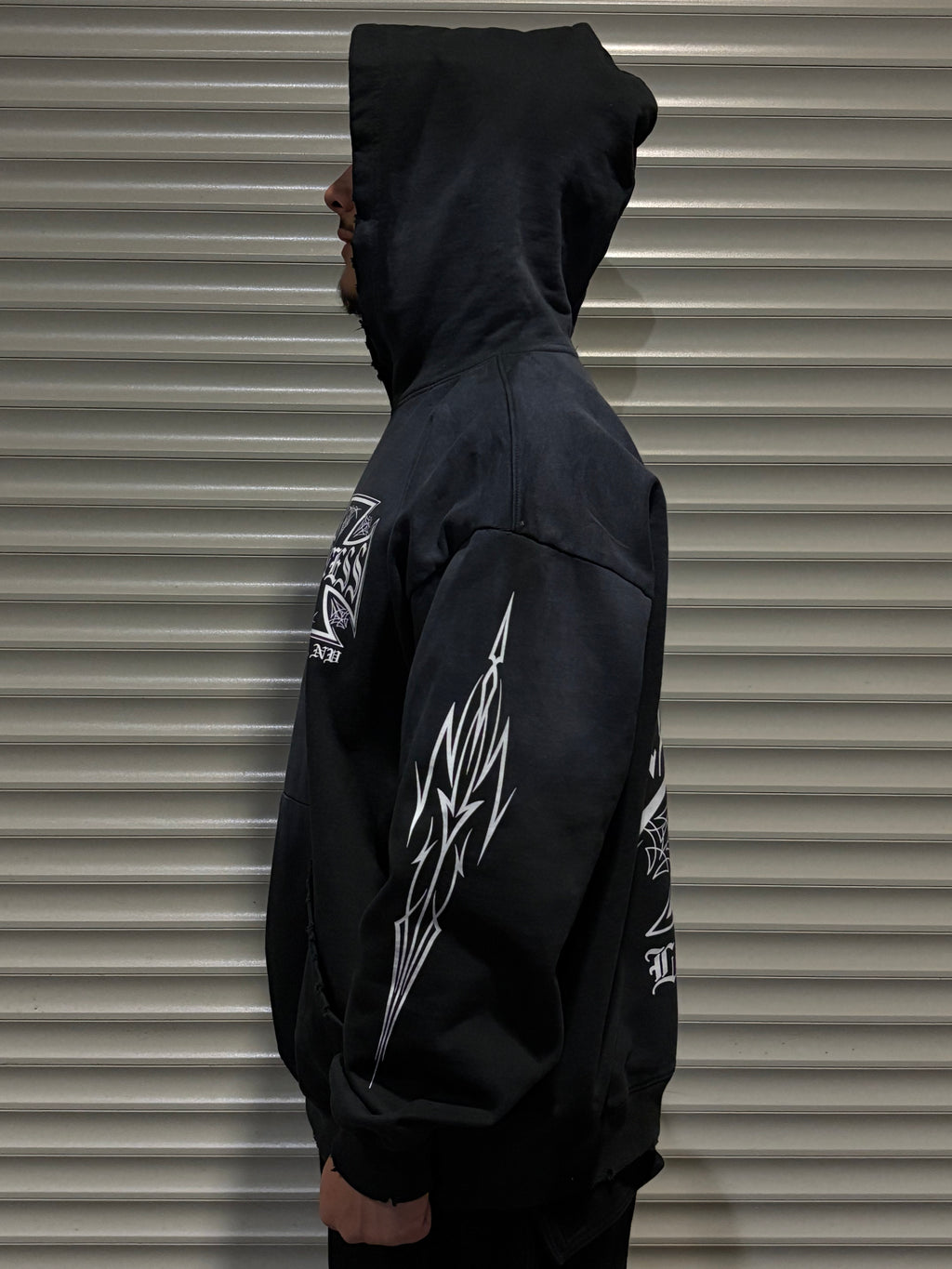 PINSTRIPE DISTRESS HOODIE