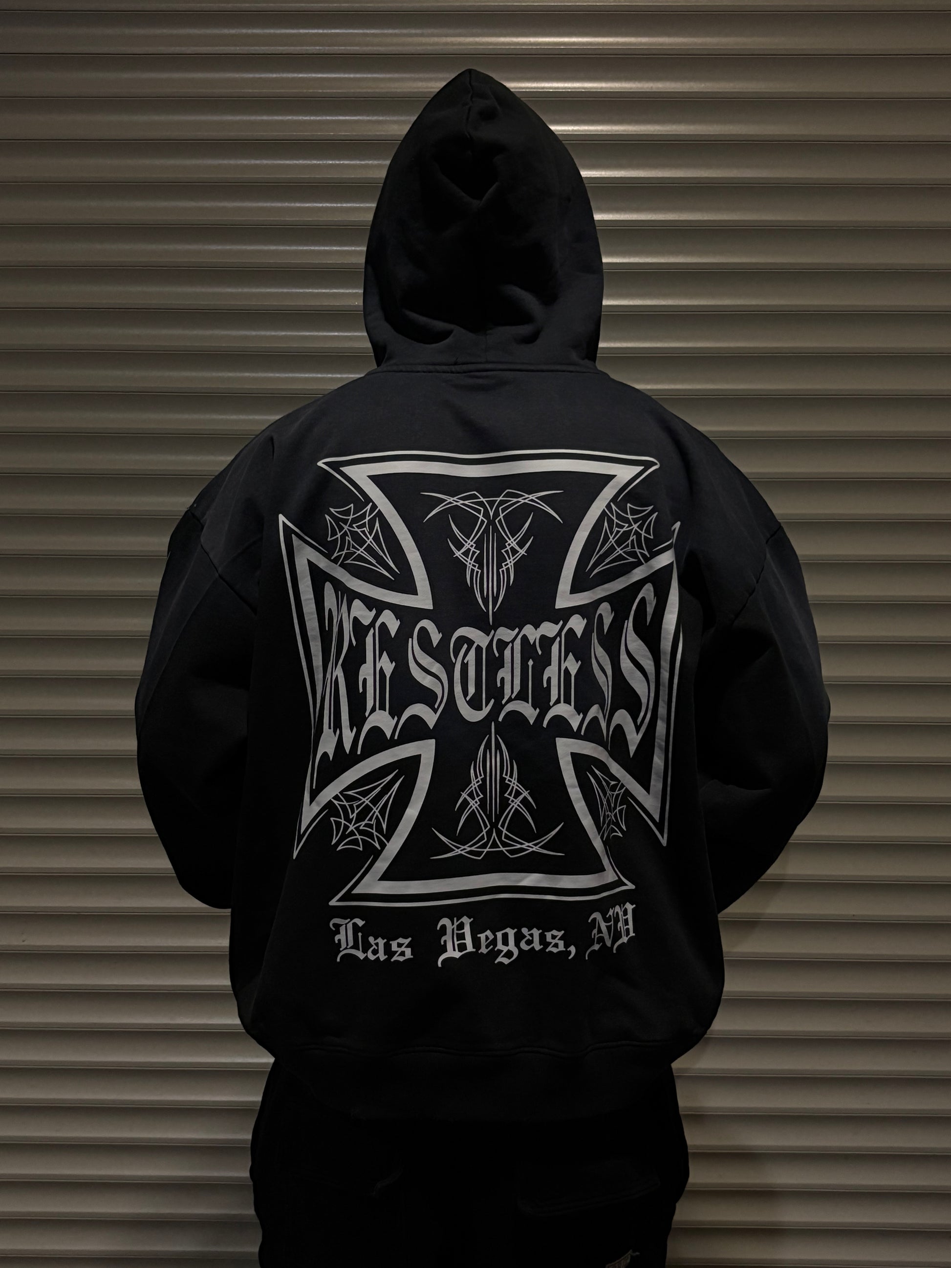 PINSTRIPE DISTRESS HOODIE