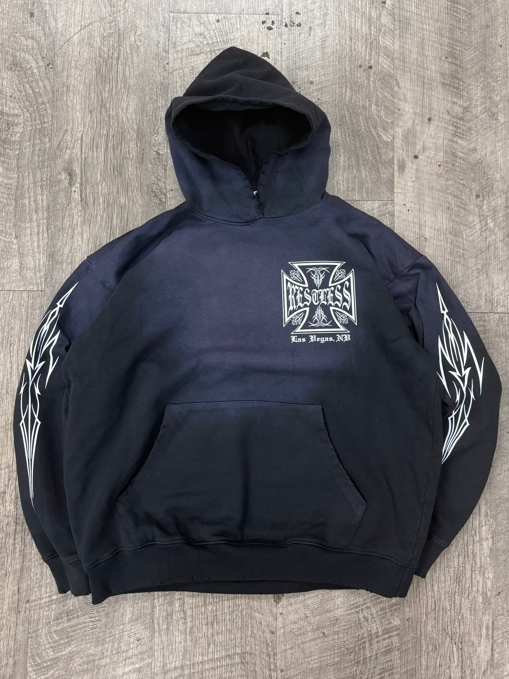 PINSTRIPE DISTRESS HOODIE